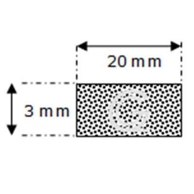 Rechthoekig mosrubber snoer | 3 x 20 mm | per meter